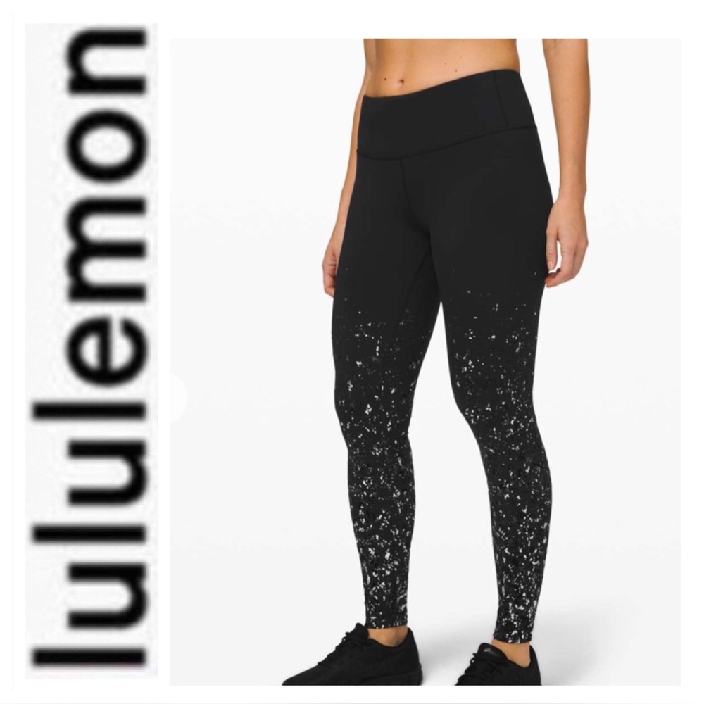 LULULEMON WUNDER UNDER LIMITED EDITION SPECKLE SHINE LEGGINGS SIZE 8